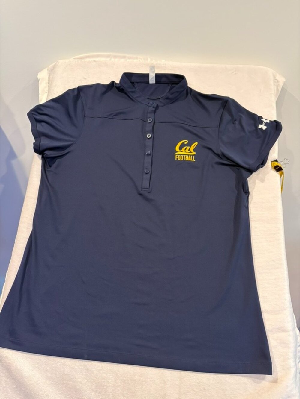 Under Armour Cal Bears Football Henley Polo Shirt Navy Blue Womens Large LG